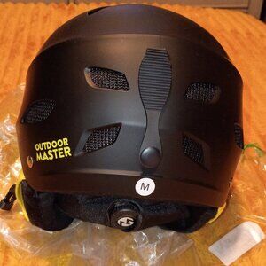 NWOB/Outdoor Master  Ski/Snowboard  Black Helmet With Neon Yellow Straps, Medium